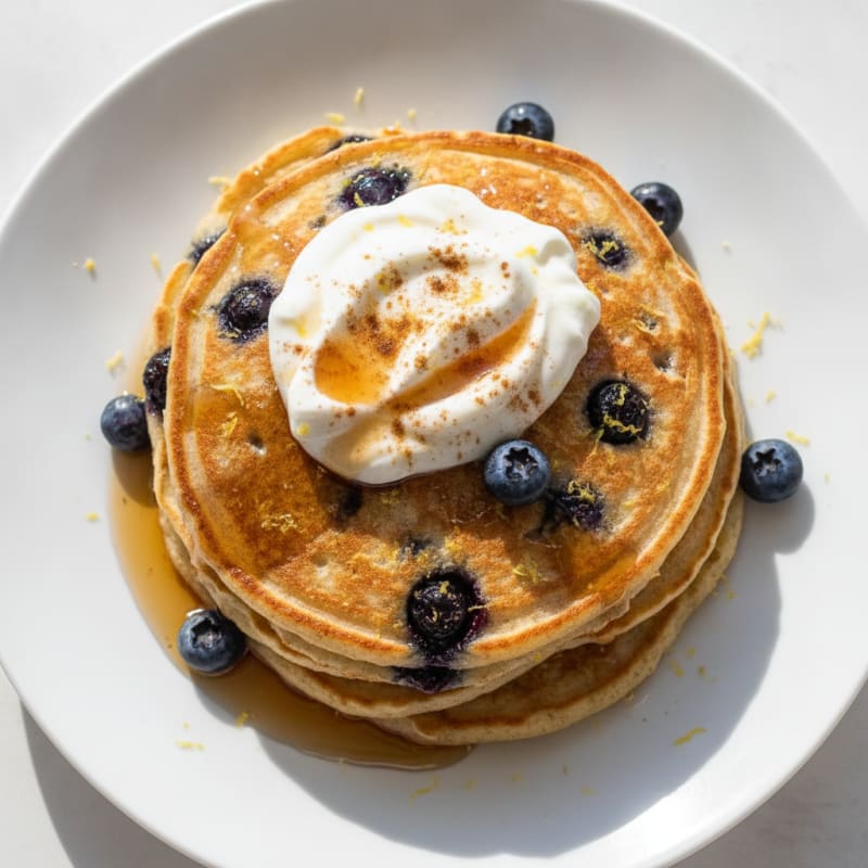 Blueberry Ricotta Pancakes with Lemon Zest