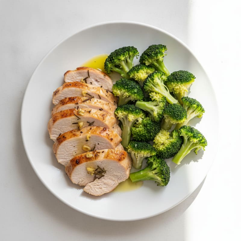 Herb-Roasted Turkey Breast with Steamed Broccoli