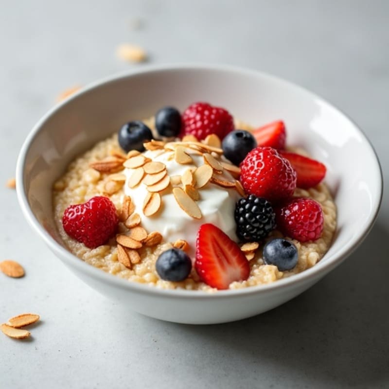 Creamy Steel-Cut Oats with Fresh Berries and Toasted Almonds