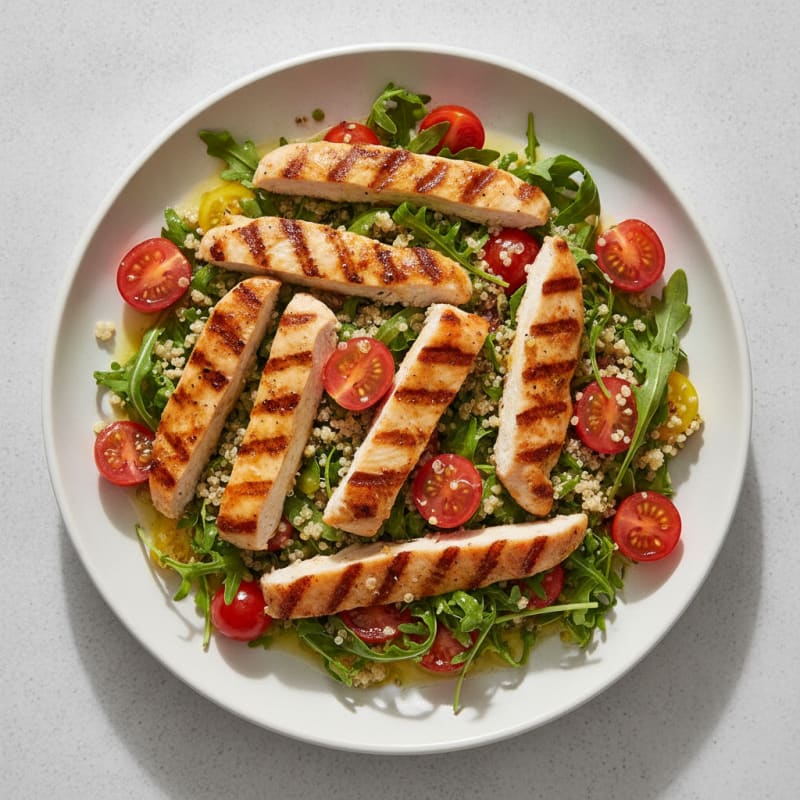 Grilled Chicken and Quinoa Salad with Cherry Tomatoes