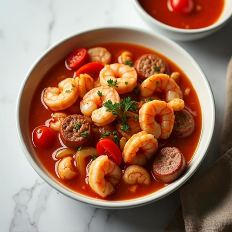 Hearty Spicy Chicken, Shrimp, and Sausage Stew