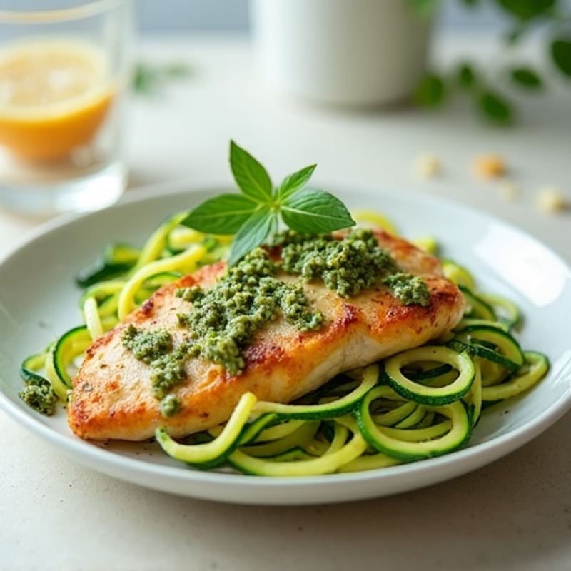 Creamy Pesto Chicken with Zucchini Noodles