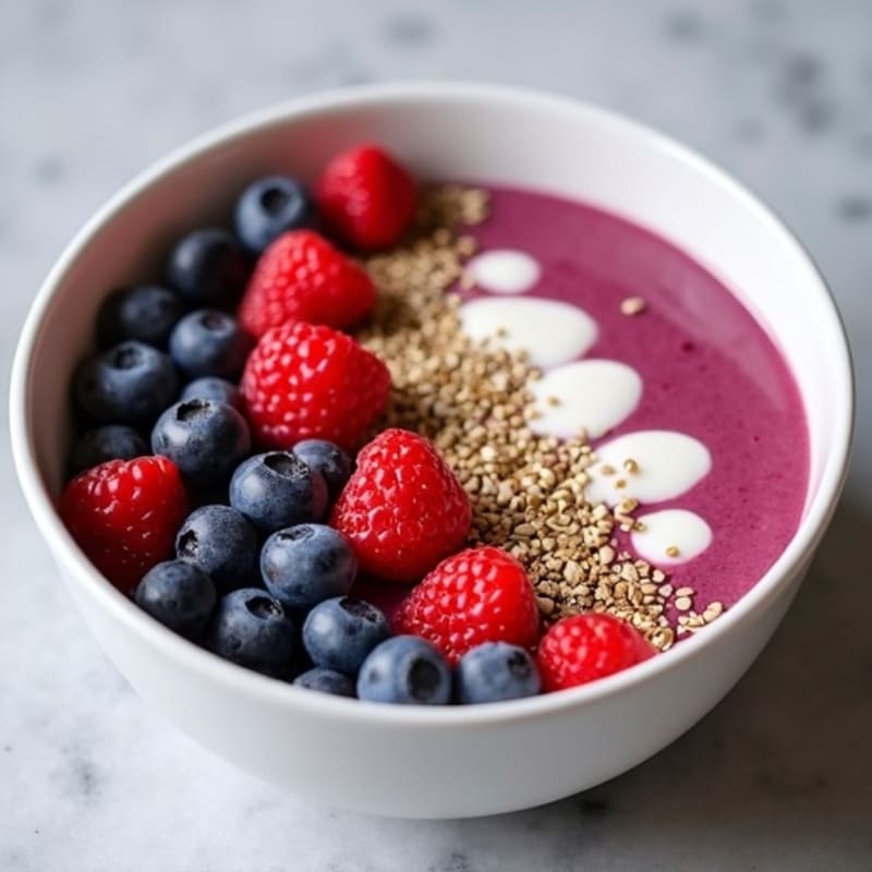 Silky Tofu Protein Smoothie Bowl with Hemp Seeds and Berries