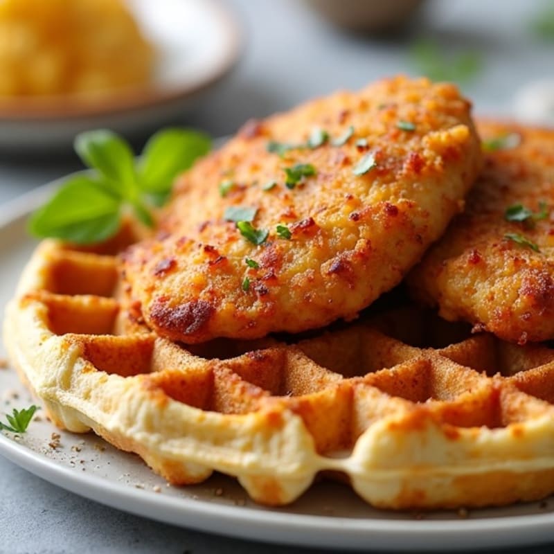 Crispy Baked Chicken with Protein Waffles