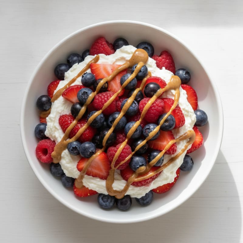 Greek Yogurt Protein Parfait with Mixed Berries and Almond Butter