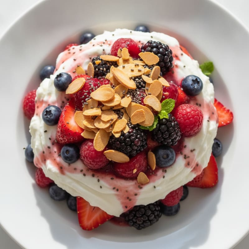 Greek Yogurt Protein Parfait with Mixed Berries