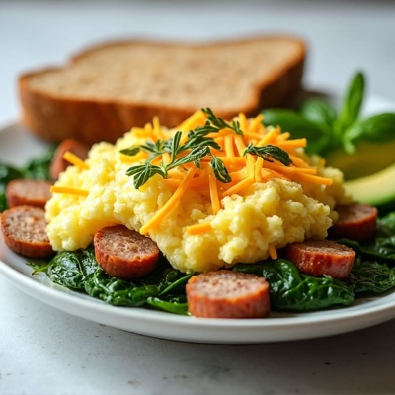 Egg White Scramble with Spinach and Turkey Sausage