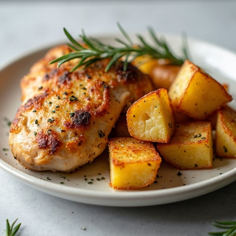 Herb-Roasted Chicken Thighs with Crispy Garlic Potatoes