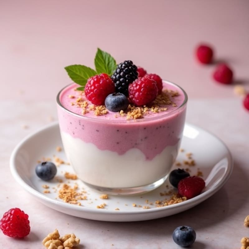 Silky Greek Yogurt Protein Mousse with Mixed Berries