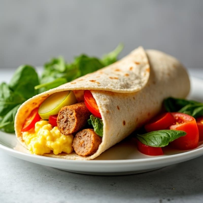 Hearty Scrambled Egg and Lean Turkey Sausage Breakfast Burrito
