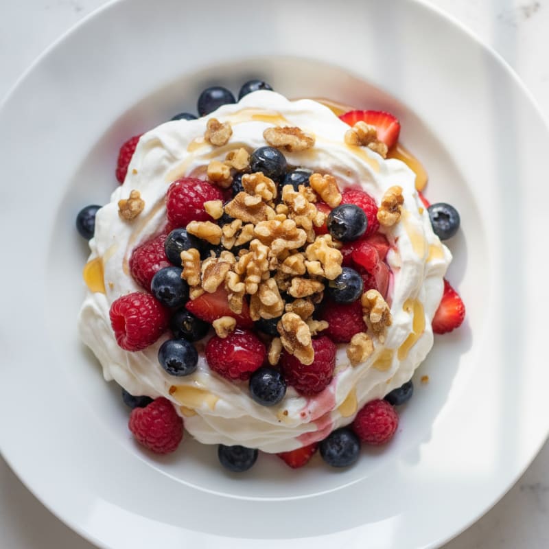 Greek Yogurt Protein Mousse with Mixed Berries