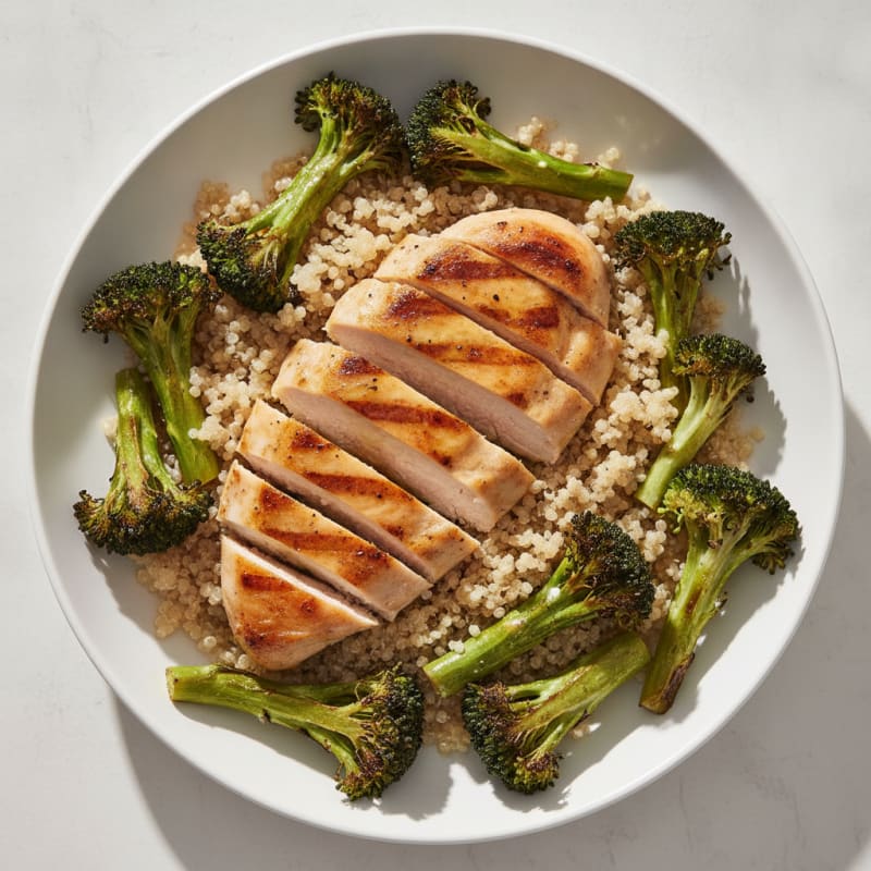 Grilled Chicken Breast with Roasted Broccoli and Quinoa