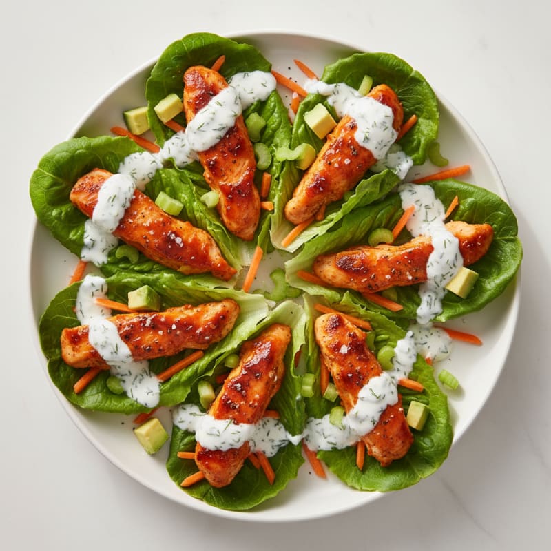 Buffalo Ranch Chicken Lettuce Wraps