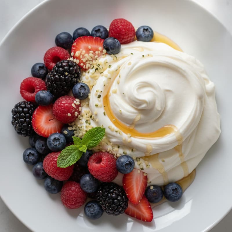 Silky Greek Yogurt Protein Mousse with Mixed Berries