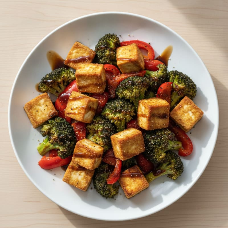 Pan-Seared Tofu with Roasted Vegetables