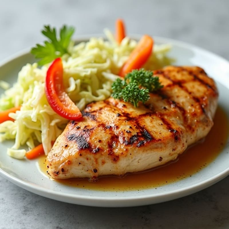 Grilled Chicken Breast with Crunchy Cabbage Slaw