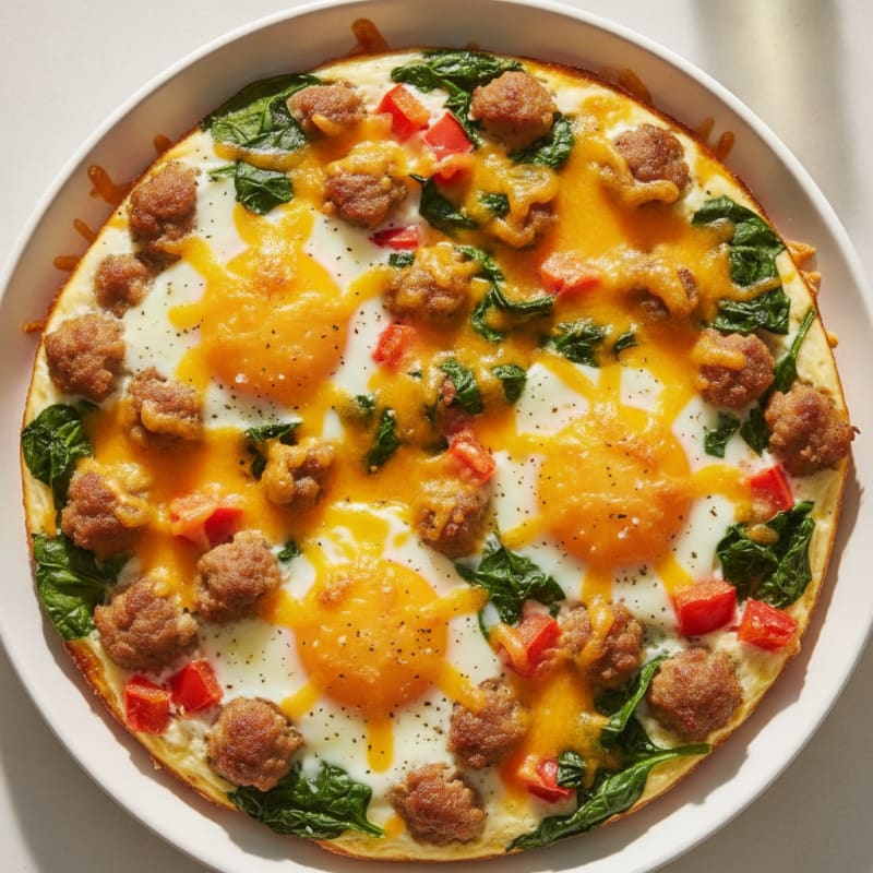 Cheesy Baked Eggs with Turkey Sausage