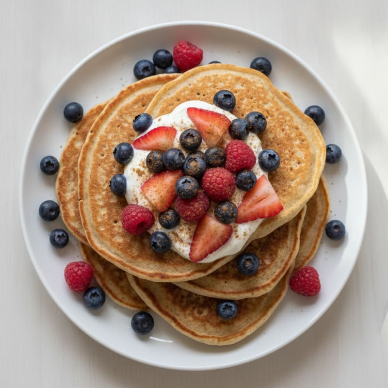 Fluffy Buttermilk Pancakes with Berries
