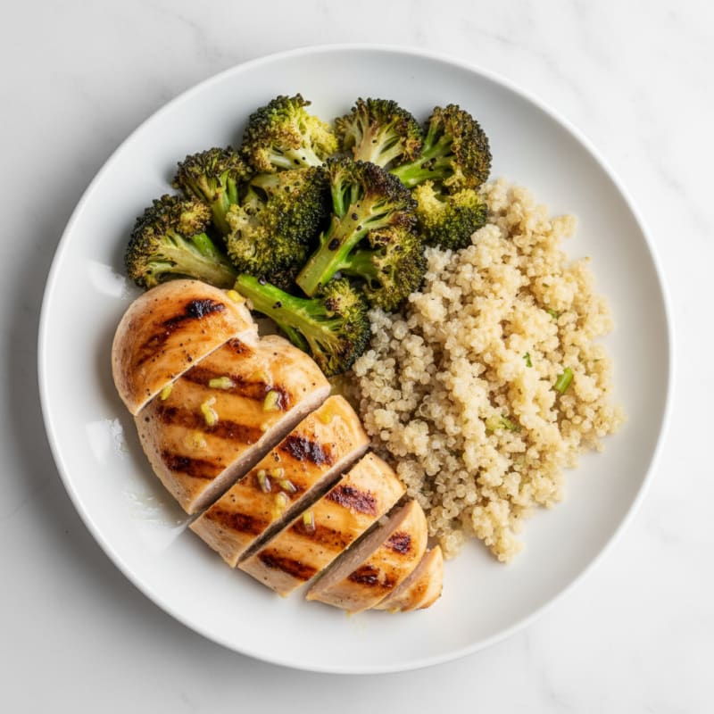 Grilled Chicken Breast with Roasted Broccoli and Quinoa