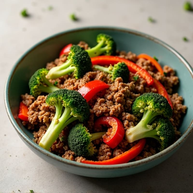 Lean Ground Beef and Crispy Roasted Broccoli Skillet