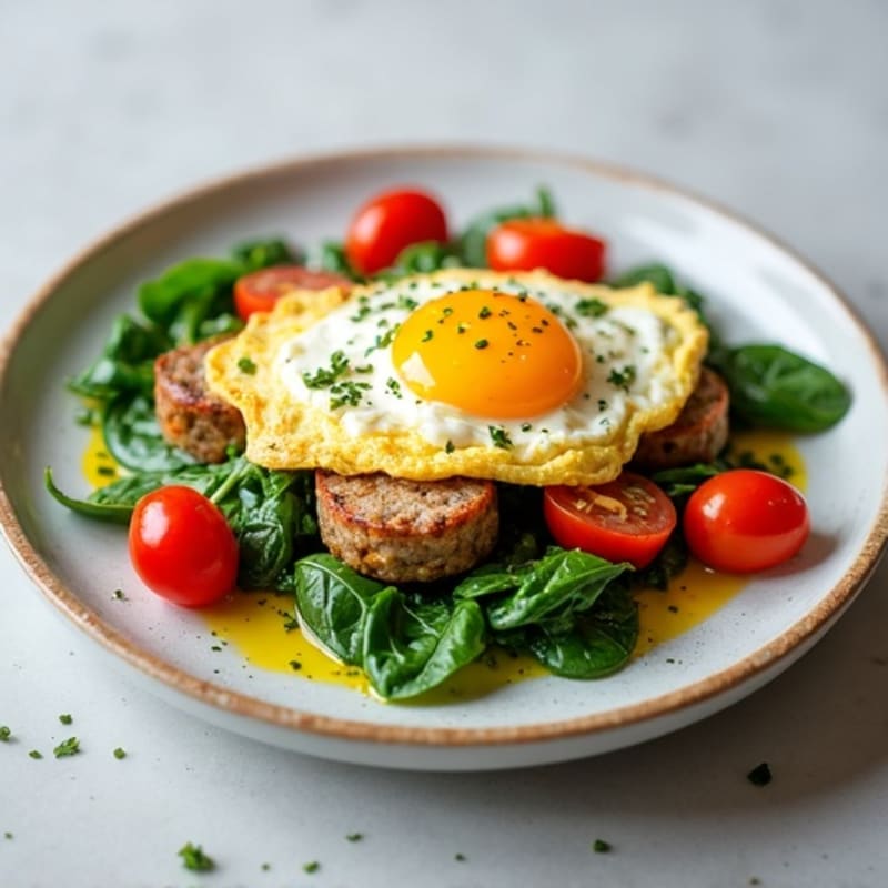 Egg White Scramble with Turkey Sausage and Spinach