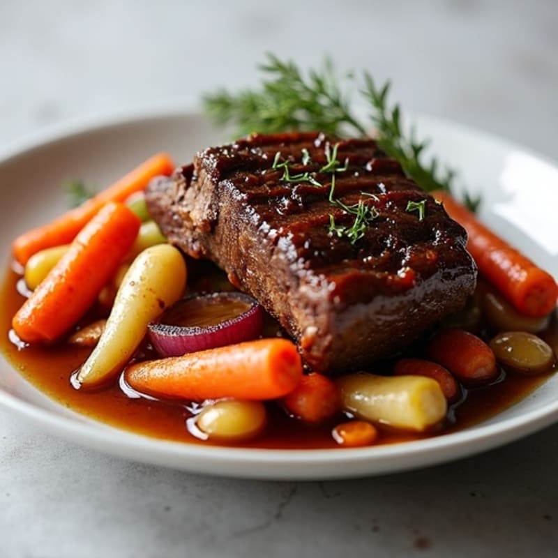 Tender Slow-Braised Short Ribs with Roasted Root Vegetables