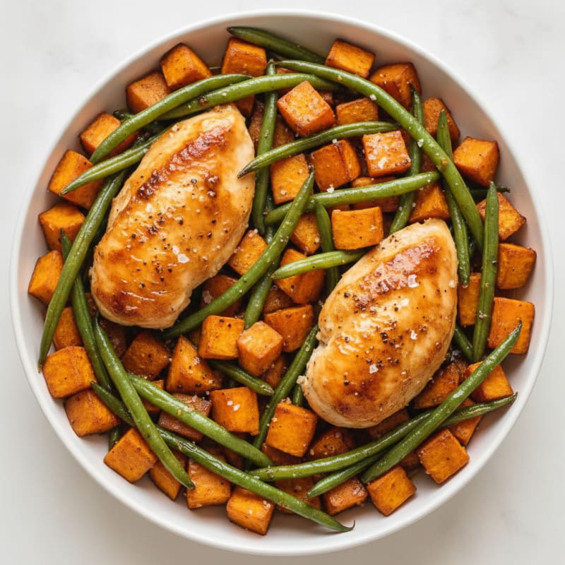 Sheet Pan Honey-Garlic Chicken and Sweet Potatoes