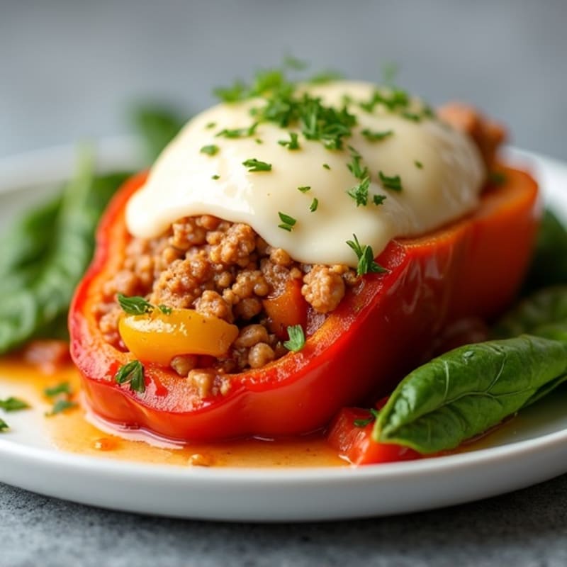 Lean Ground Turkey Stuffed Bell Peppers with Melted Mozzarella