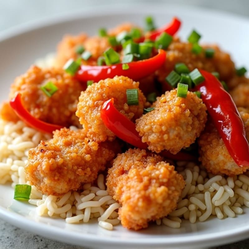 Crispy Baked Sweet-Sour Chicken with Bell Peppers