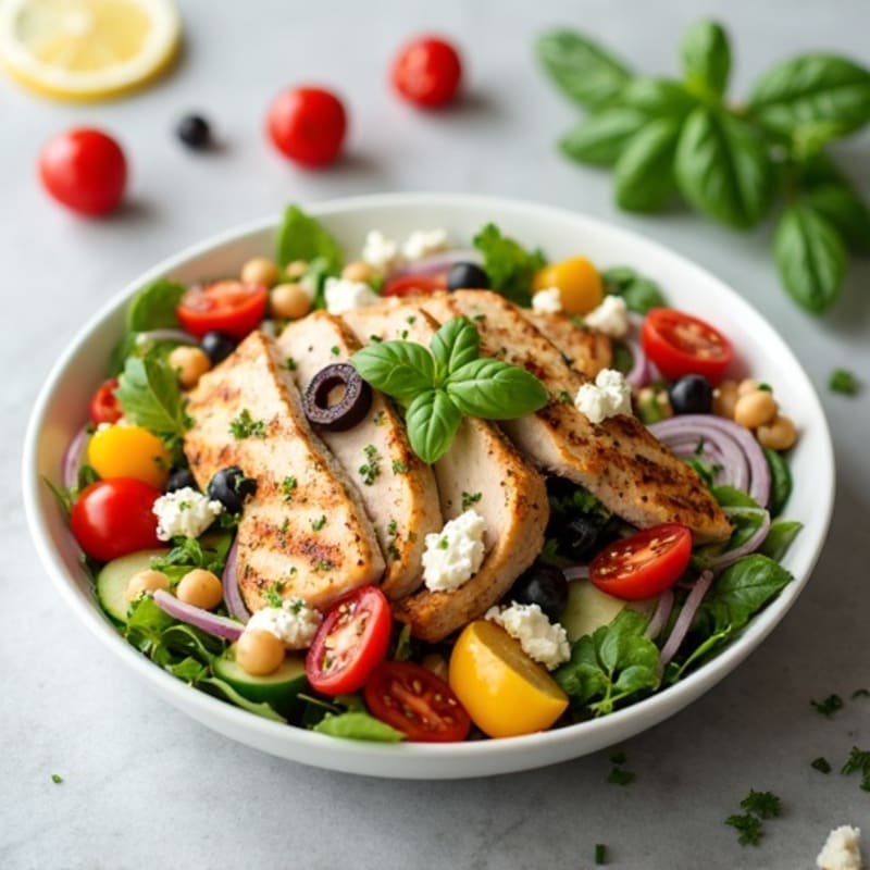 Fresh Mediterranean Chopped Salad with Herb-Marinated Feta