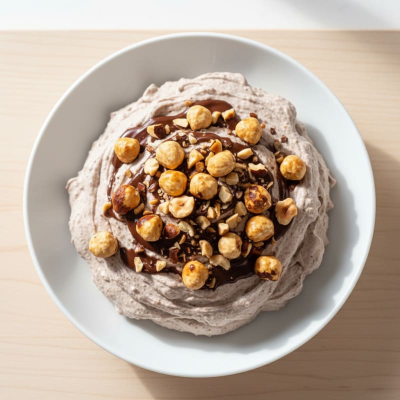 Chocolate Protein Mousse with Crunchy Hazelnuts