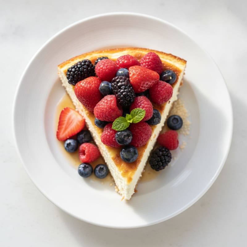 Greek Yogurt Protein Cheesecake with Mixed Berries