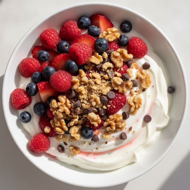 Creamy Greek Yogurt Bowl with Mixed Berries and Vanilla Protein