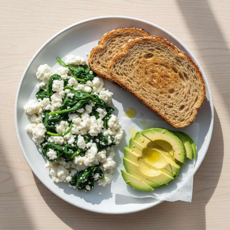 Egg White Scramble with Cottage Cheese and Spinach