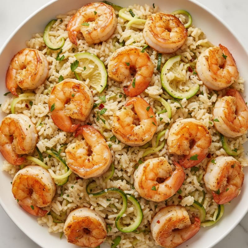 Garlic Shrimp with Zucchini Rice