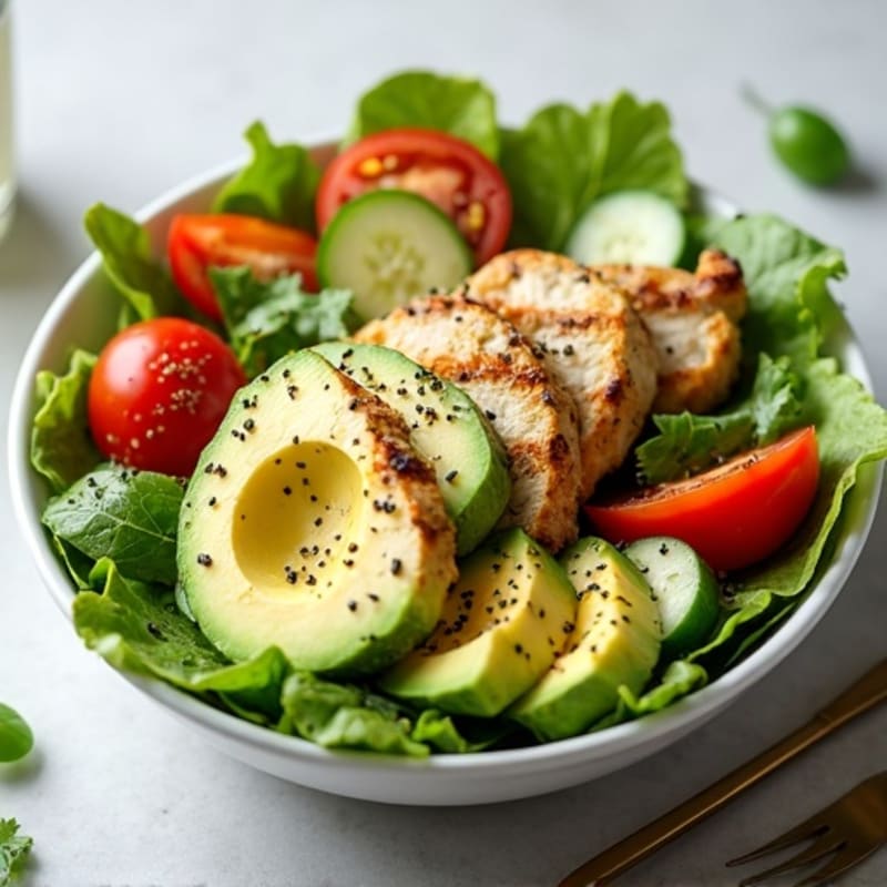 Crisp Avocado and Grilled Chicken Salad Bowl