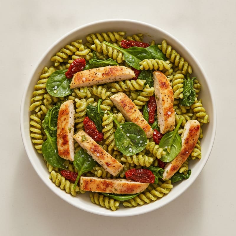 Pesto Chicken Pasta with Sun-Dried Tomatoes