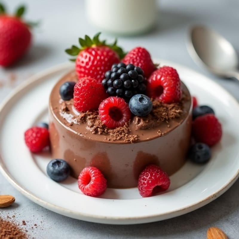 Silky Protein Chocolate Pudding with Fresh Berries