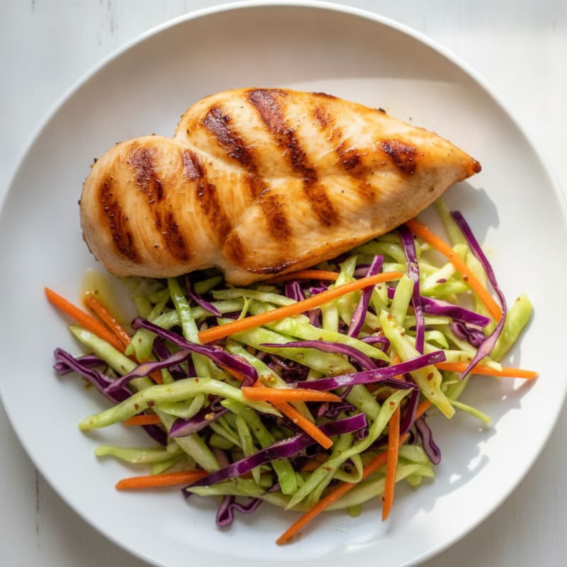 Grilled Chicken Breast with Crunchy Cabbage Slaw