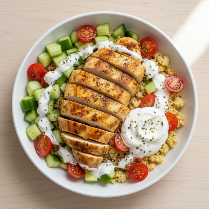 Tender Lemon-Herb Chicken Shawarma Bowls