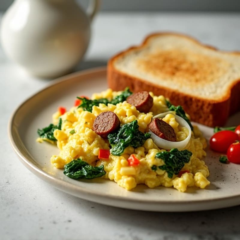 Egg White and Turkey Sausage Scramble with Spinach