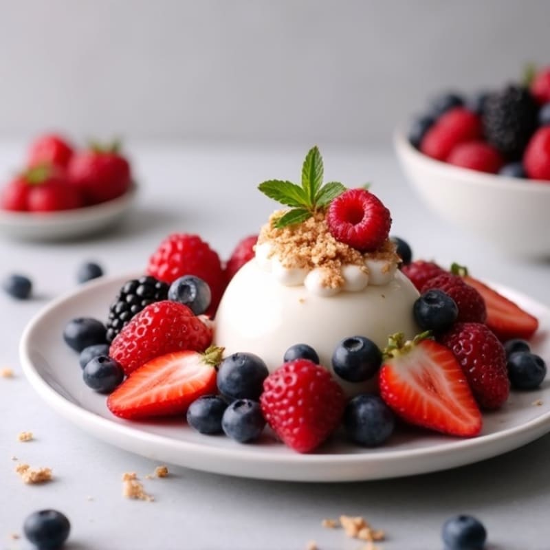 Greek Yogurt Protein Mousse with Mixed Berries