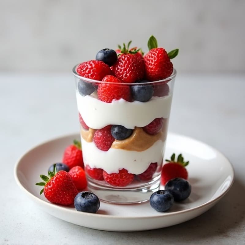 Greek Yogurt Protein Parfait with Mixed Berries and Almond Butter