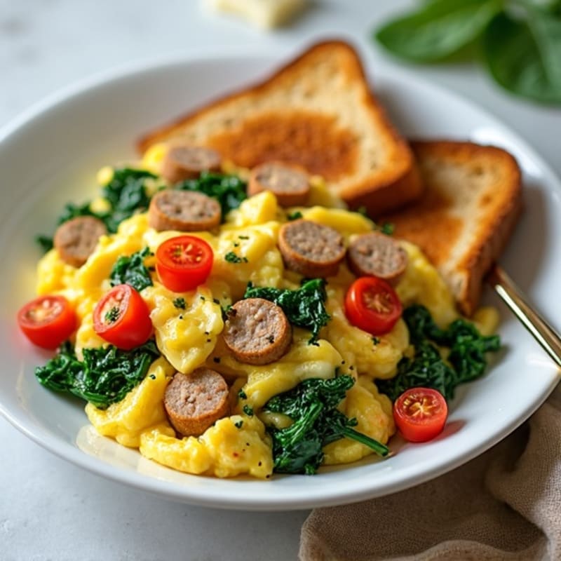 Egg White and Turkey Sausage Scramble with Spinach