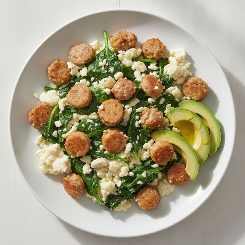 Egg White and Turkey Sausage Scramble with Spinach
