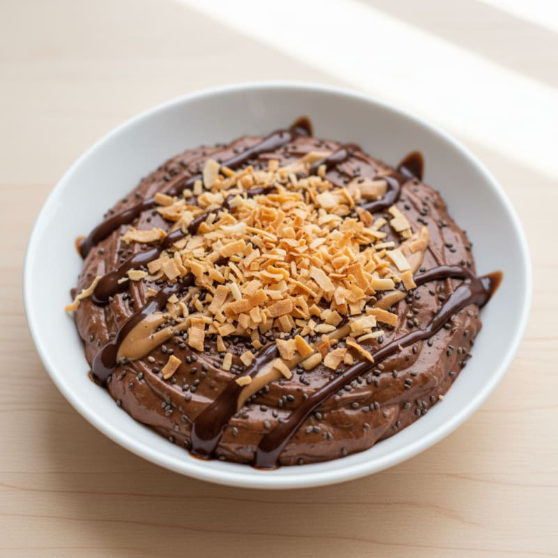 Silky Chocolate Protein Pudding with Toasted Coconut