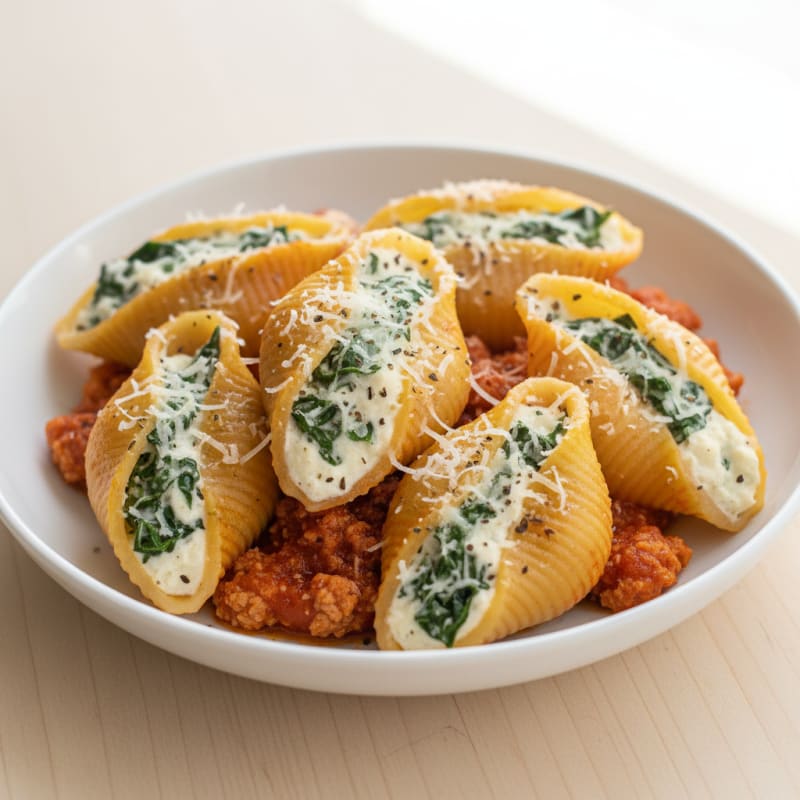 Spinach Ricotta Stuffed Shells with Marinara