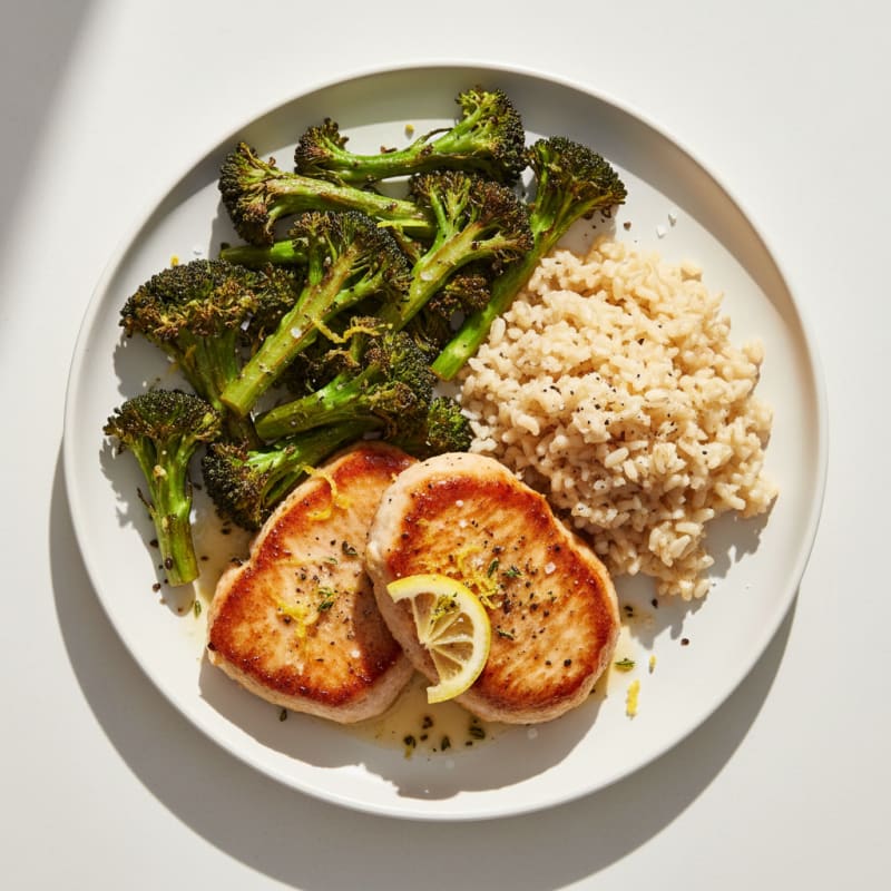 Lemon Herb Turkey Cutlets with Roasted Broccoli