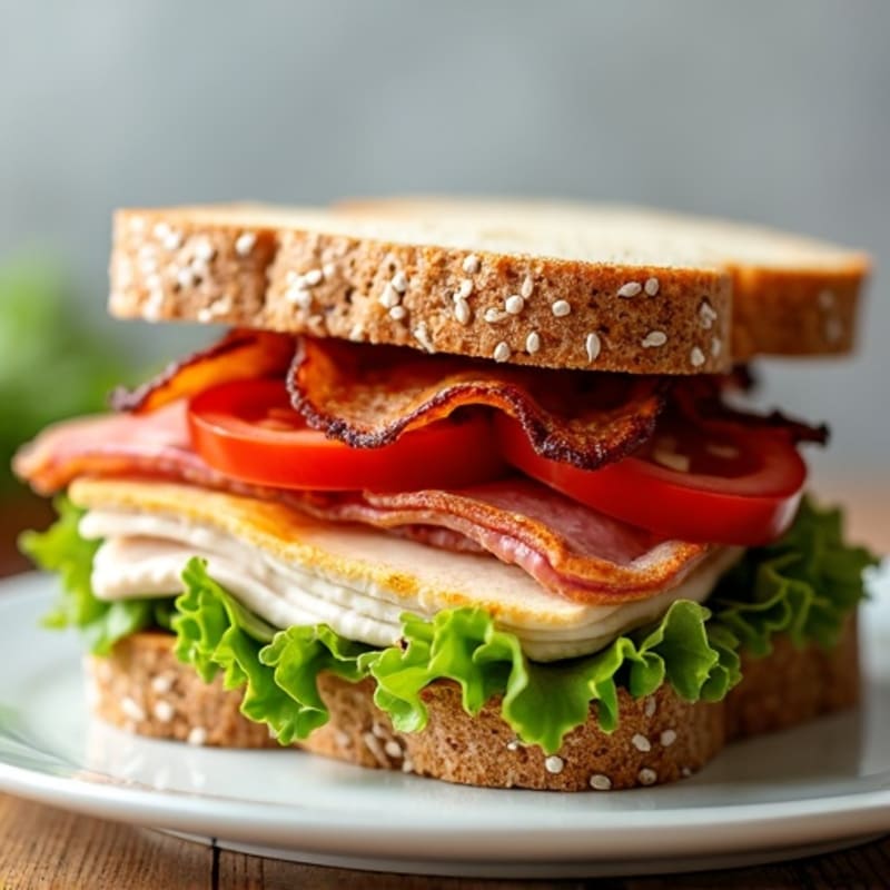 Turkey Club on Whole Wheat with Crispy Bacon and Fresh Greens