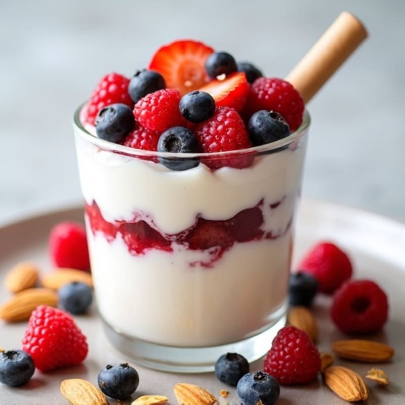 Greek Yogurt Protein Parfait with Berries and Almonds